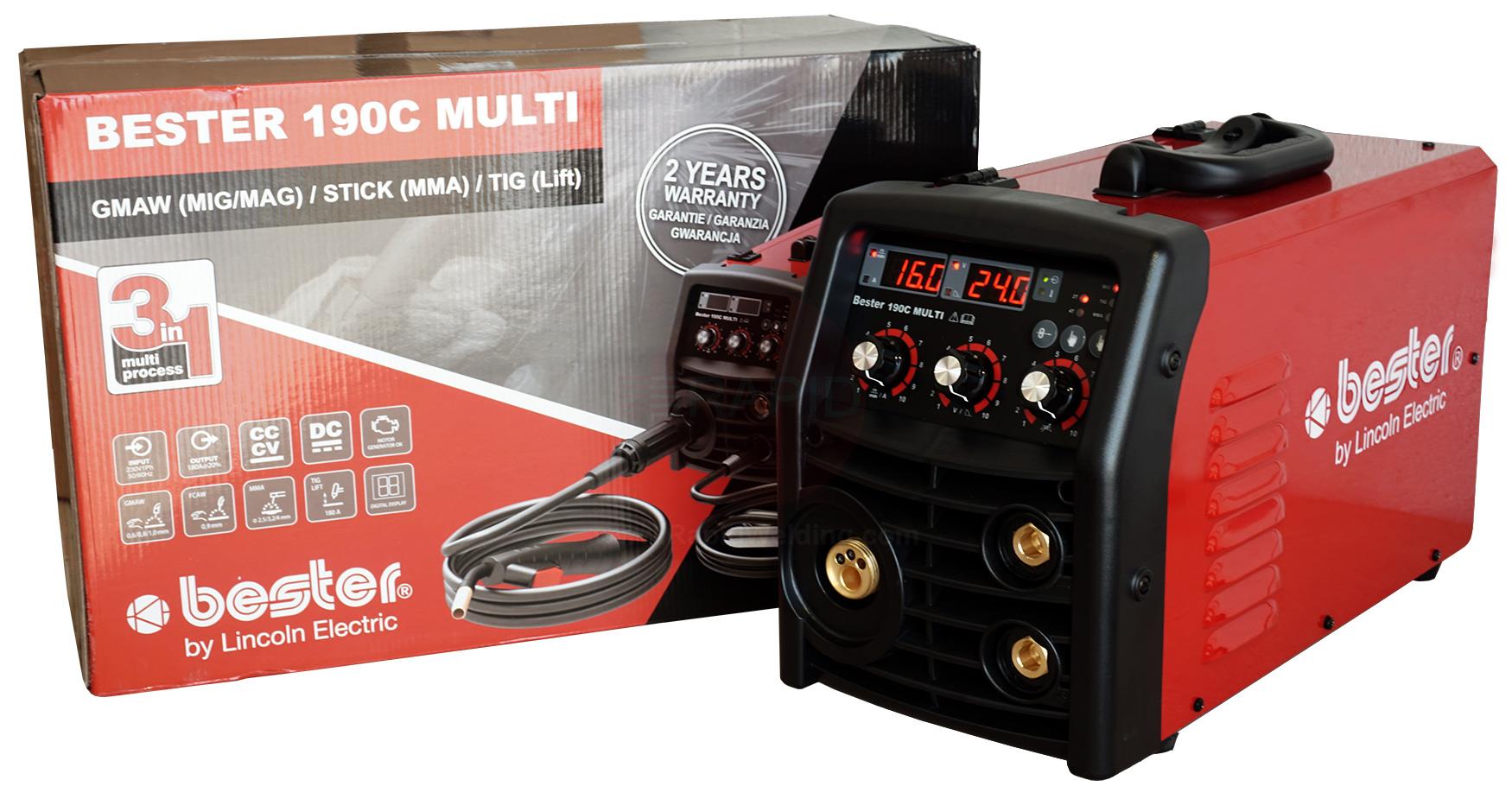 B18259-1  Lincoln Bester 190C Multi Process MIG, TIG, MMA Inverter Welder - 240v, 1ph